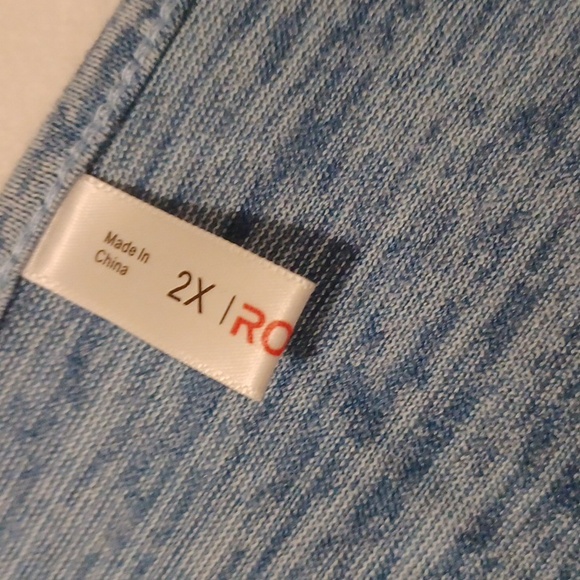 4/$60 Blue Heathered Lace Sleeves Tunic Top - Size 2X (US18) - Picture 6 of 9